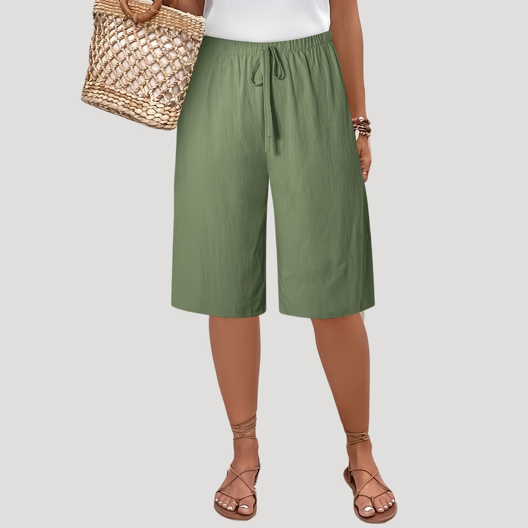 Umber - Lässige knielange Shorts mit Kordelzug