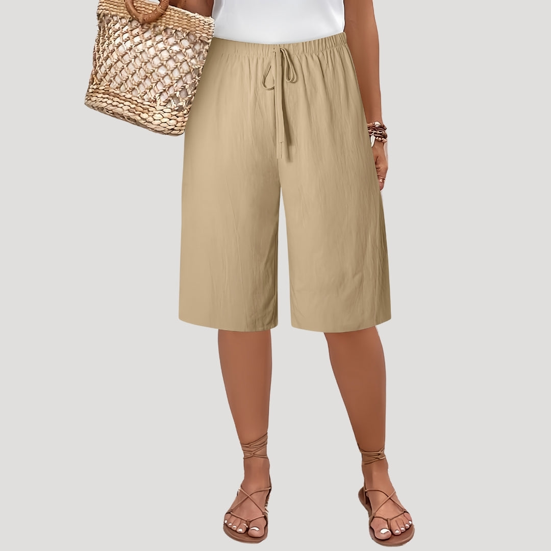 Umber - Lässige knielange Shorts mit Kordelzug