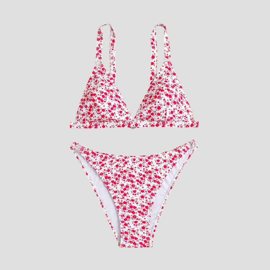 Eleanor - Blumenmuster-Bikini-Set mit tiefem Ausschnitt