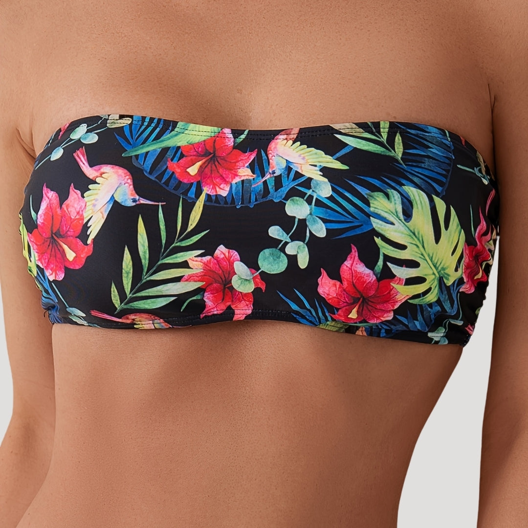 Mabel - Tropical Print Bandeau Bikini Set