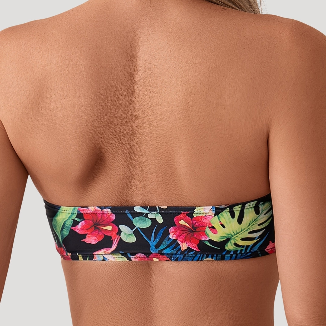 Mabel - Tropical Print Bandeau Bikini Set