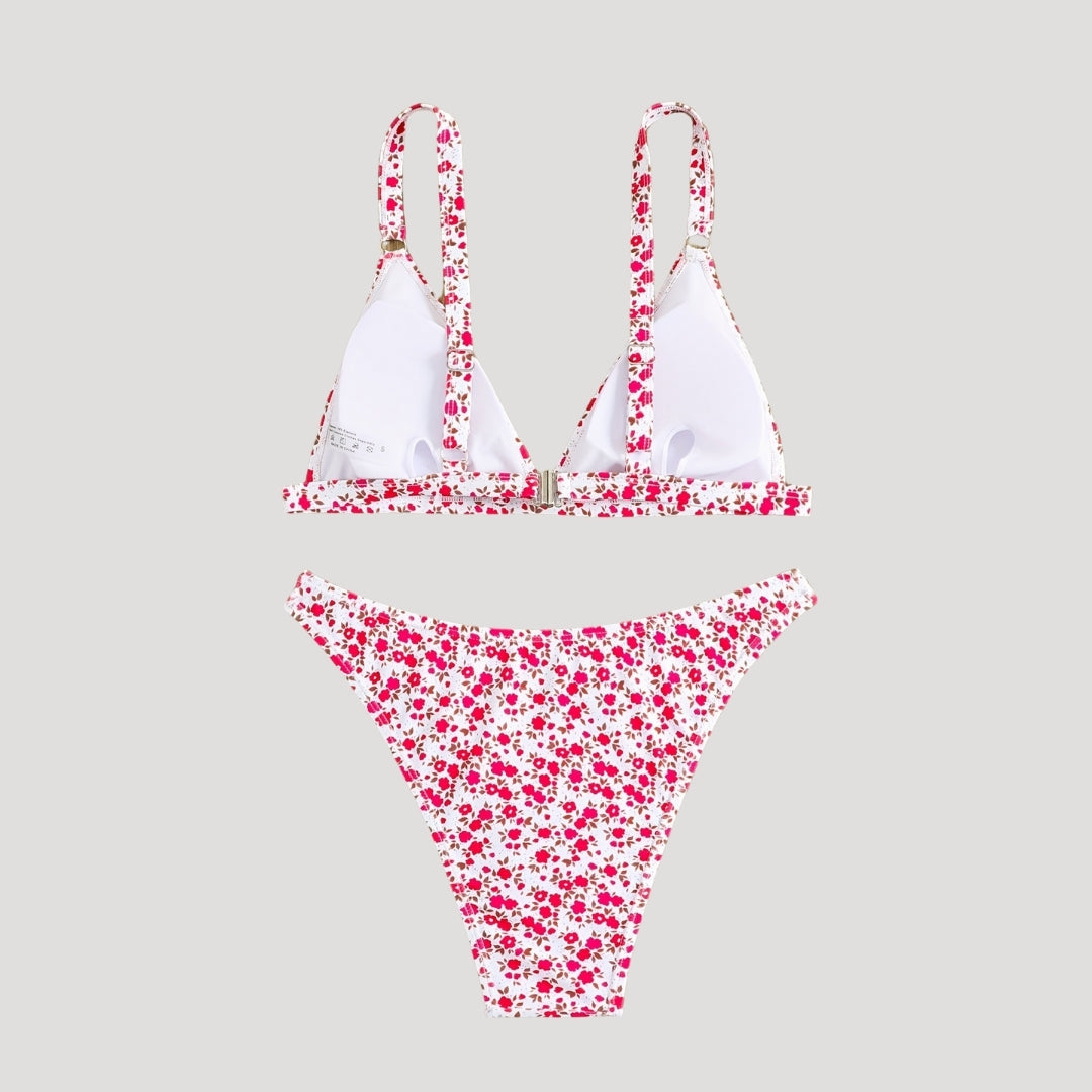 Eleanor - Blumenmuster-Bikini-Set mit tiefem Ausschnitt