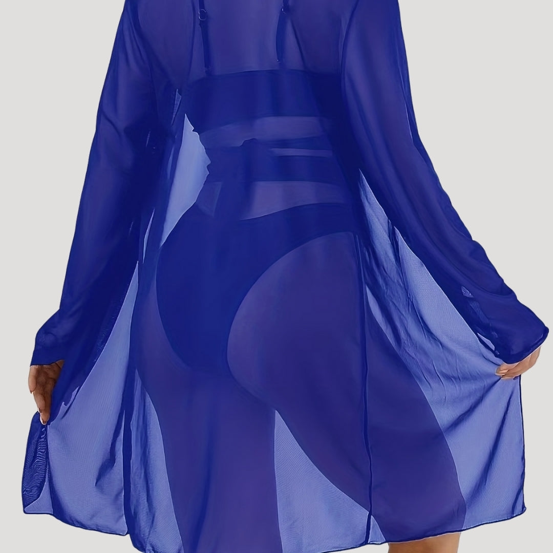 Freya – Elegant Three-Piece Bikini Set with Sheer Cover-Up