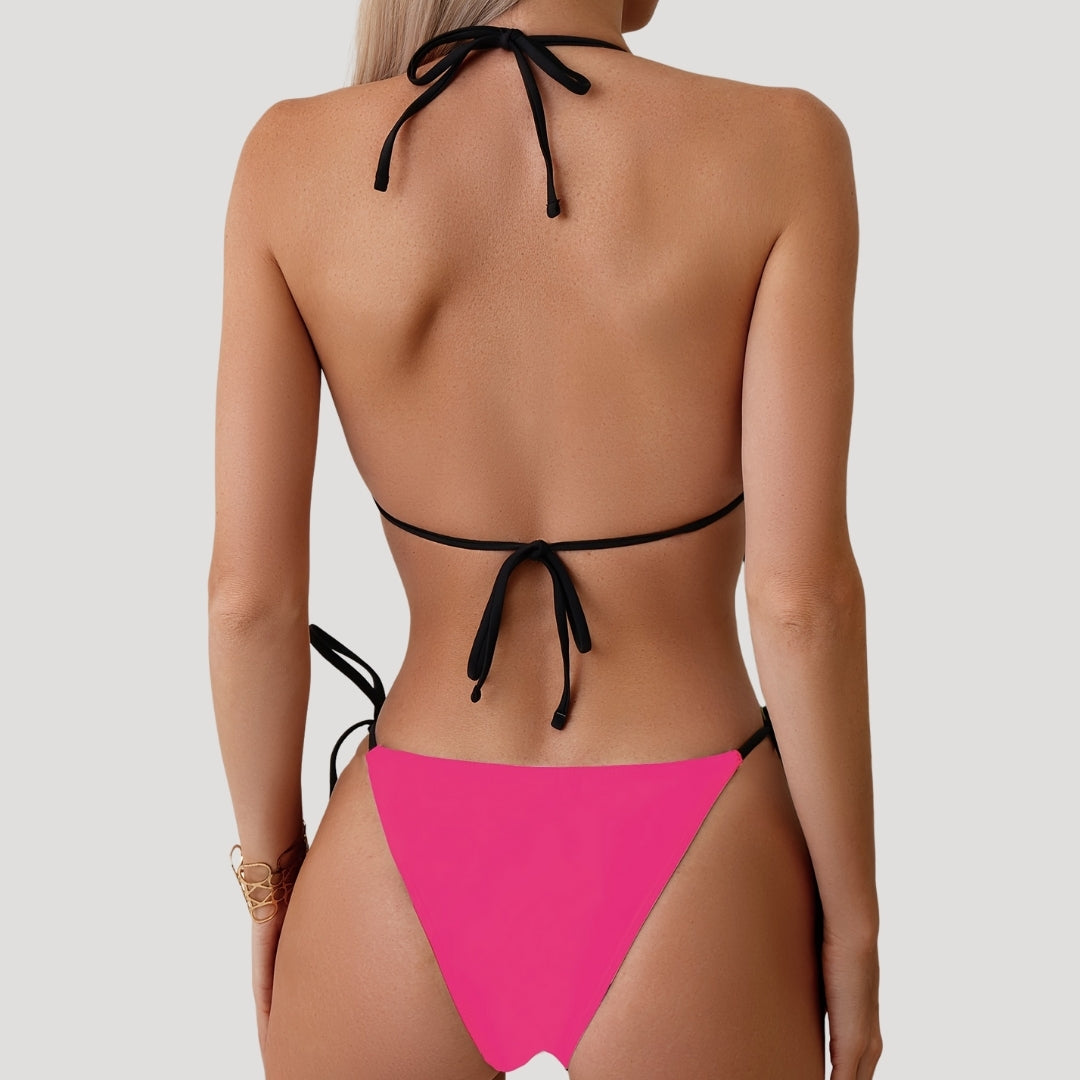 Paige - Two-Tone Triangle Bikini with Ties