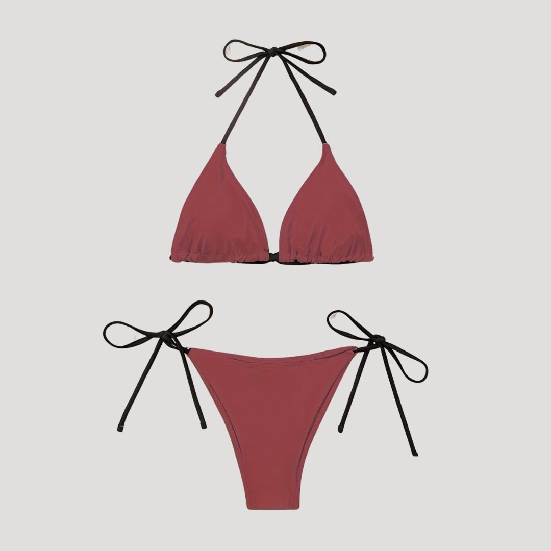 Paige - Two-Tone Triangle Bikini with Ties