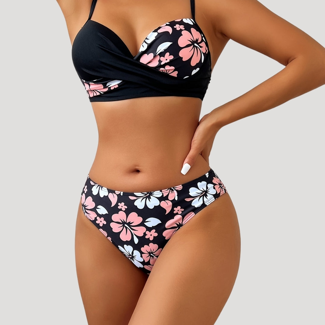 Lark - Blumenmuster Wickelbikini-Set