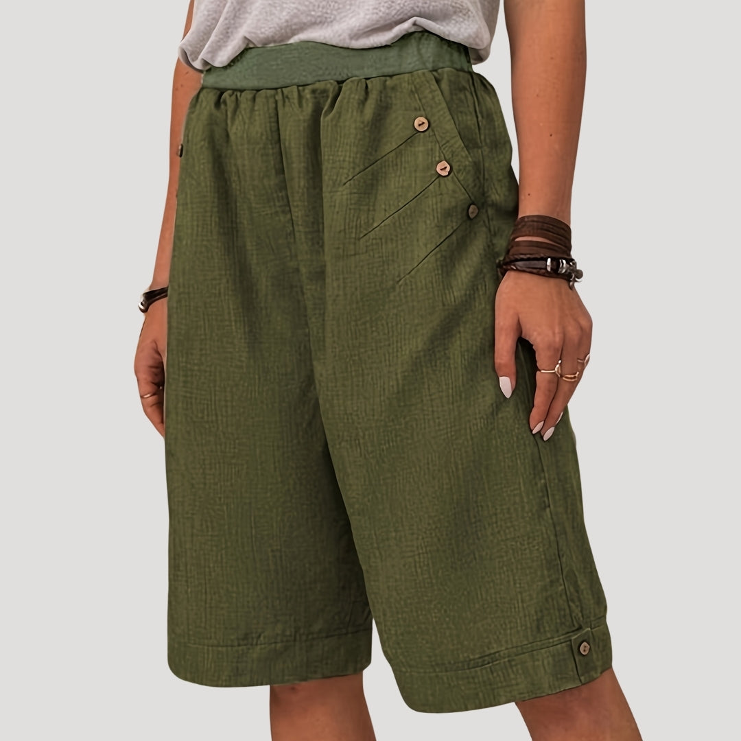 Vale - Entspannte Bermuda-Shorts mit Knopfdetails