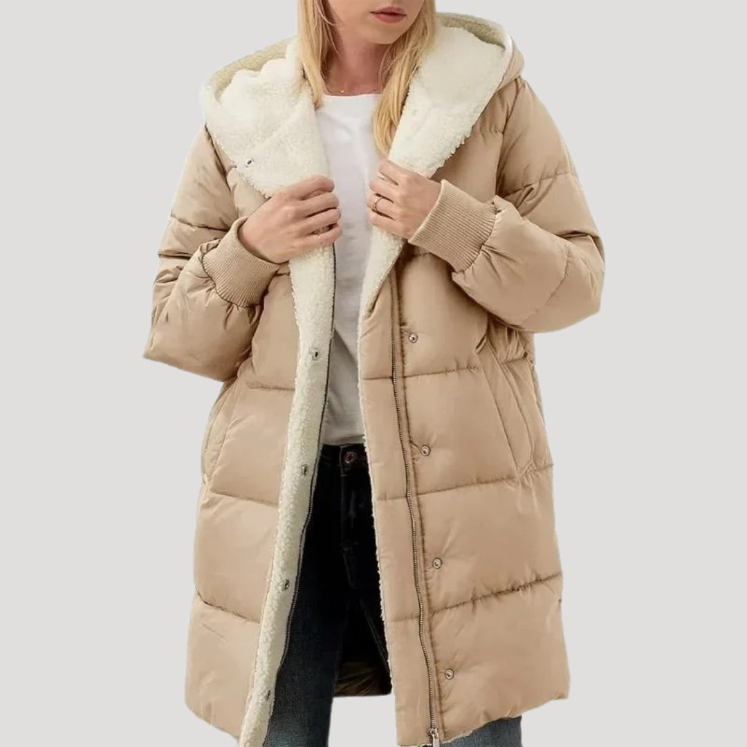 Tressa - Damen Kapuzen-Pufferjacke mit Fleece-Futter