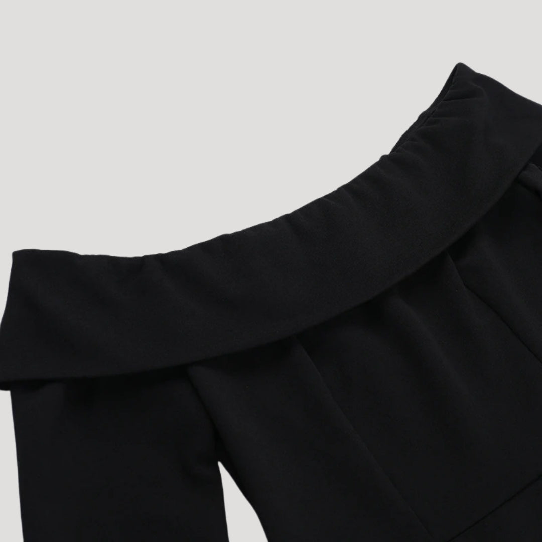 Ivy - Off-Shoulder Black Mini Dress