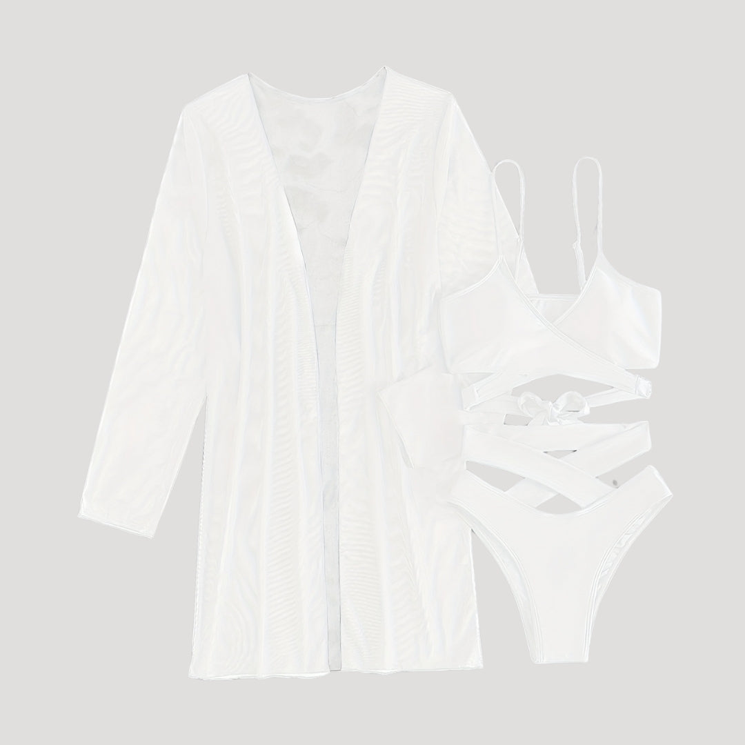 Freya – Elegant Three-Piece Bikini Set with Sheer Cover-Up