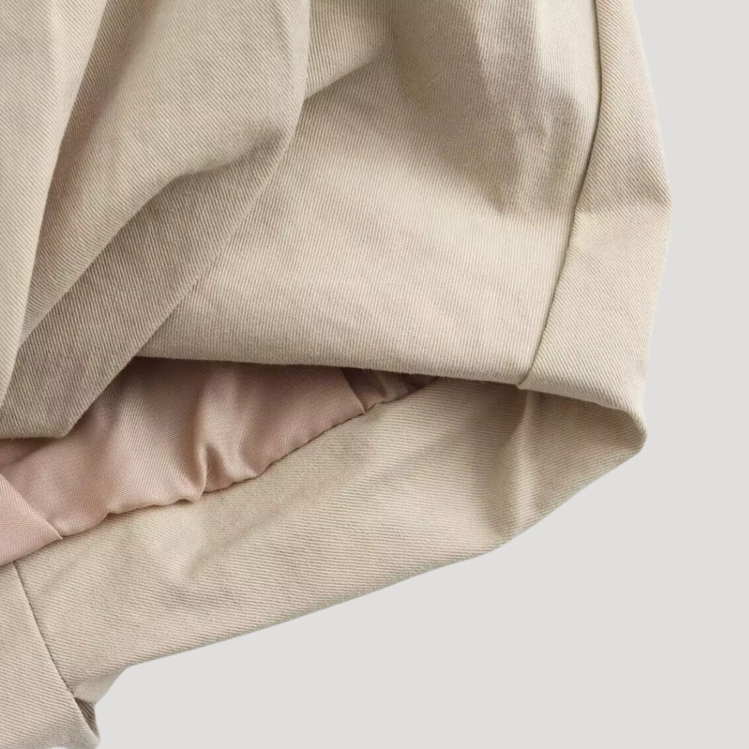 Billie - Minimalist Beige Bomber Jacket with Zipper