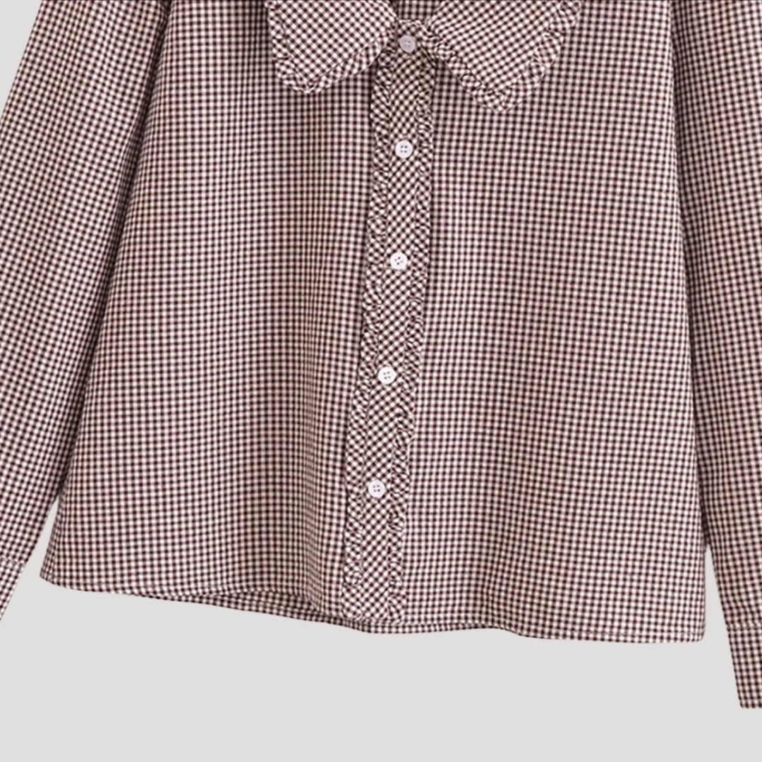 Regina - Gingham-Bluse mit Rüschensaum