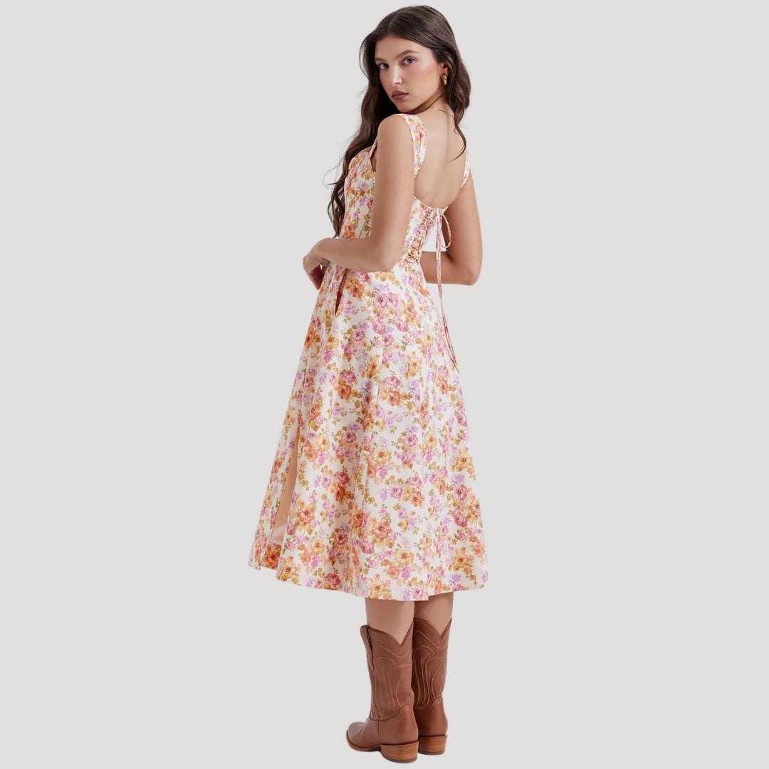 Della - Vintage-Style Floral Midi Dress