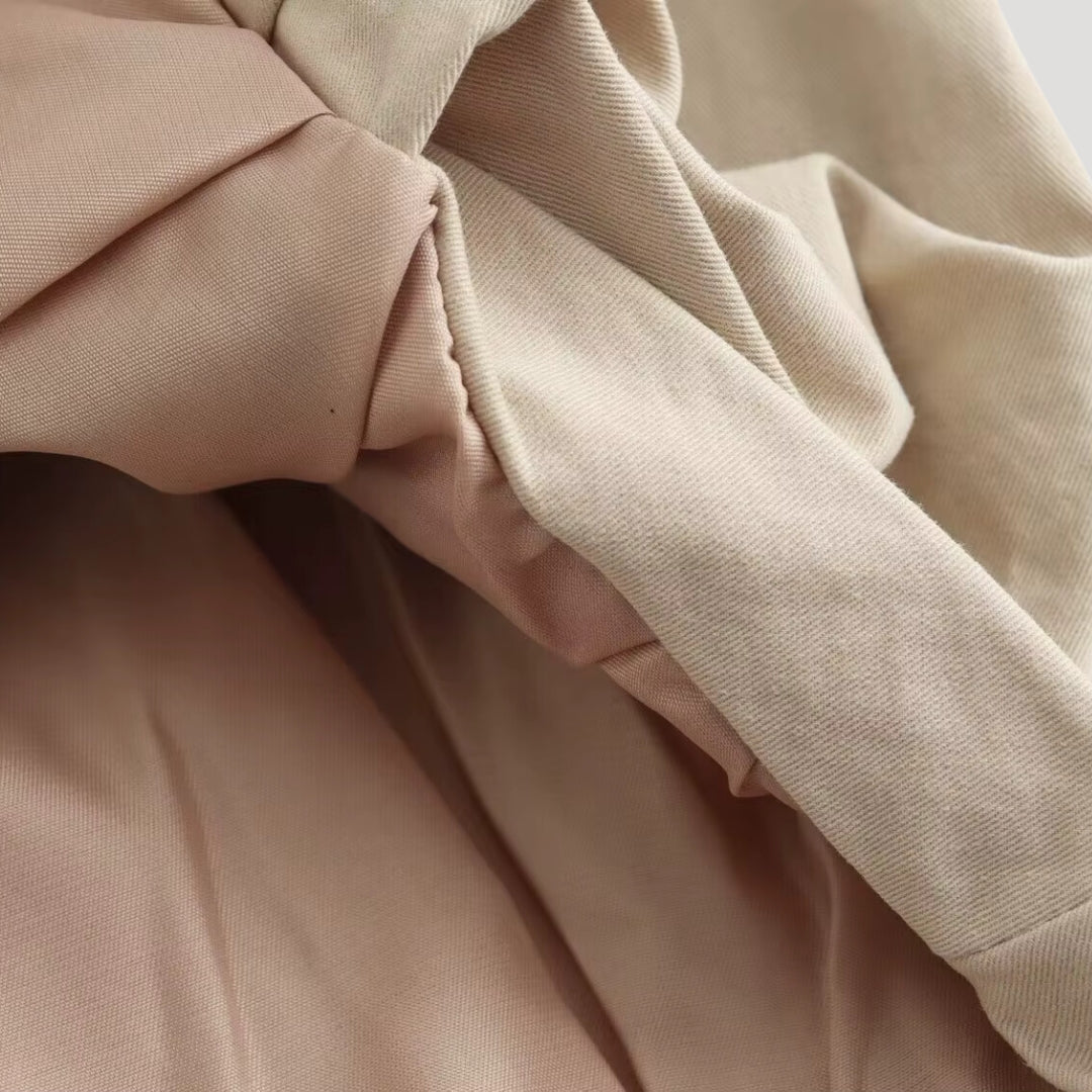 Billie - Minimalist Beige Bomber Jacket with Zipper