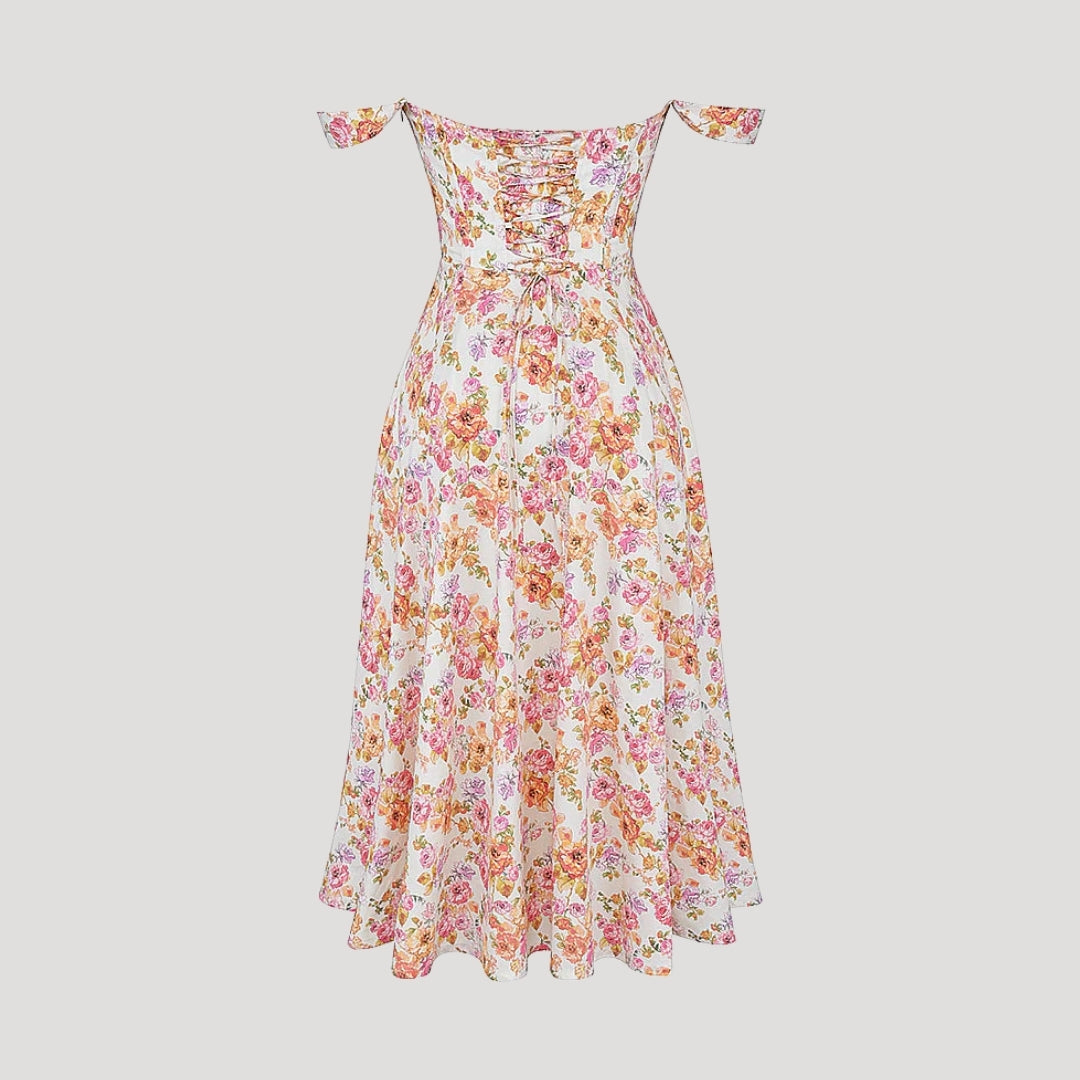 Della - Vintage-Style Floral Print Midi Dress