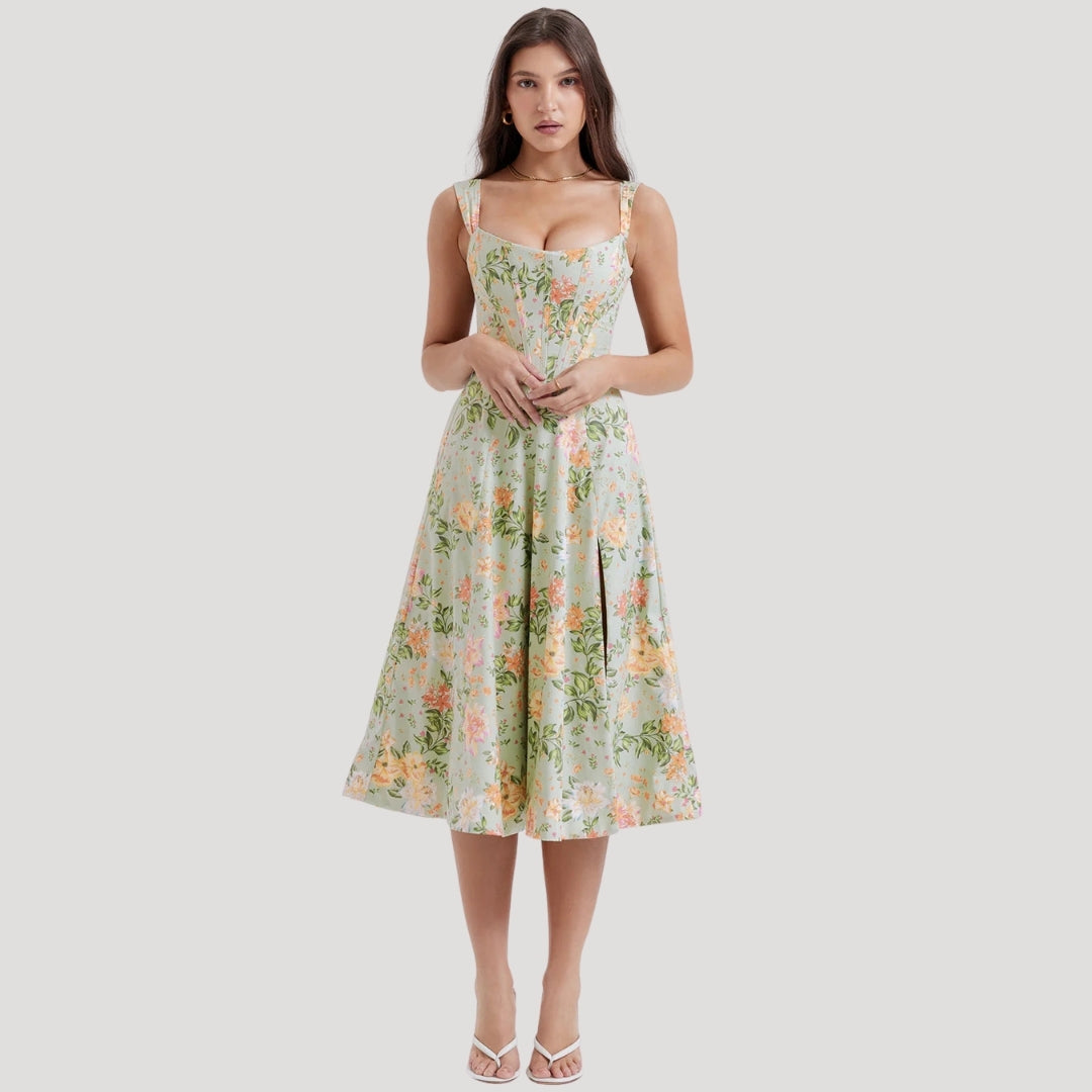 Della - Vintage-Style Floral Midi Dress