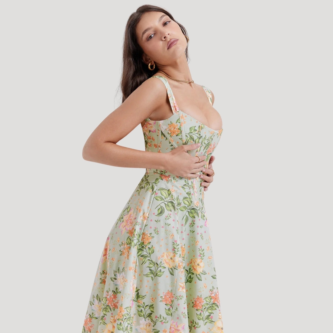 Della - Vintage-Style Floral Midi Dress