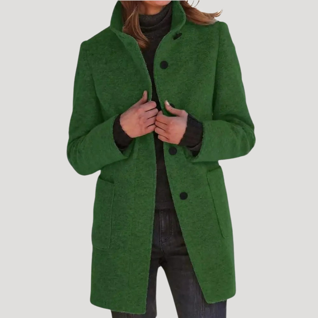 Olive - Damen maßgeschneiderter Wollmischmantel