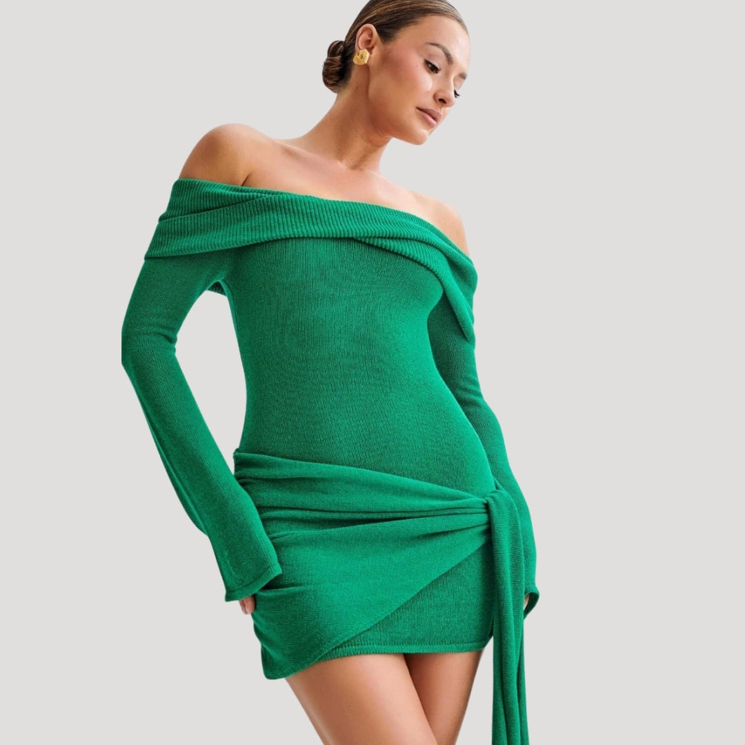 Freya - Off-Shoulder Knit Mini Dress