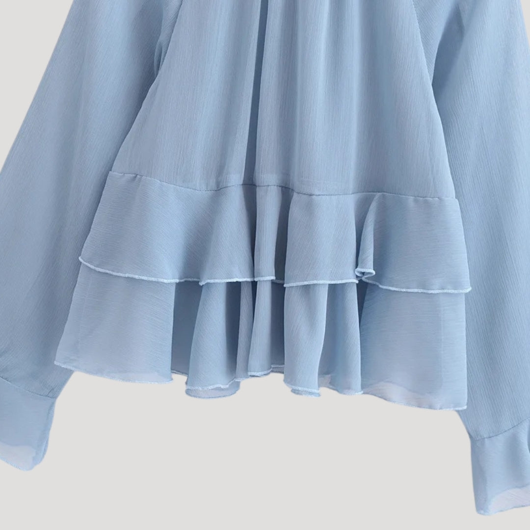 Fleur - Elegante rüschierte Chiffonbluse