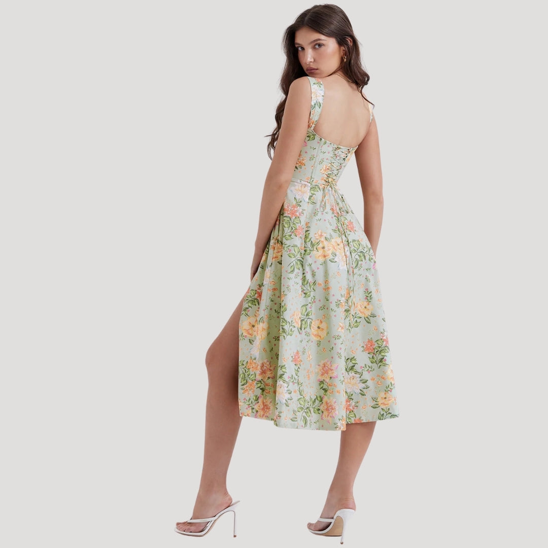 Della - Vintage-Style Floral Print Midi Dress