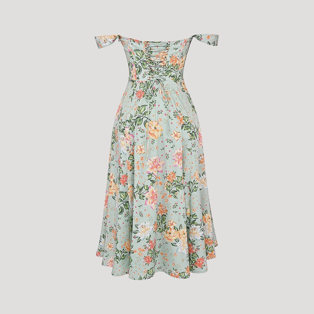 Della - Vintage-Style Floral Print Midi Dress