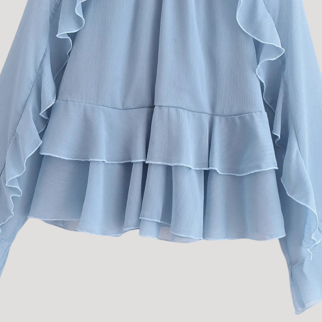 Fleur - Elegante rüschierte Chiffonbluse