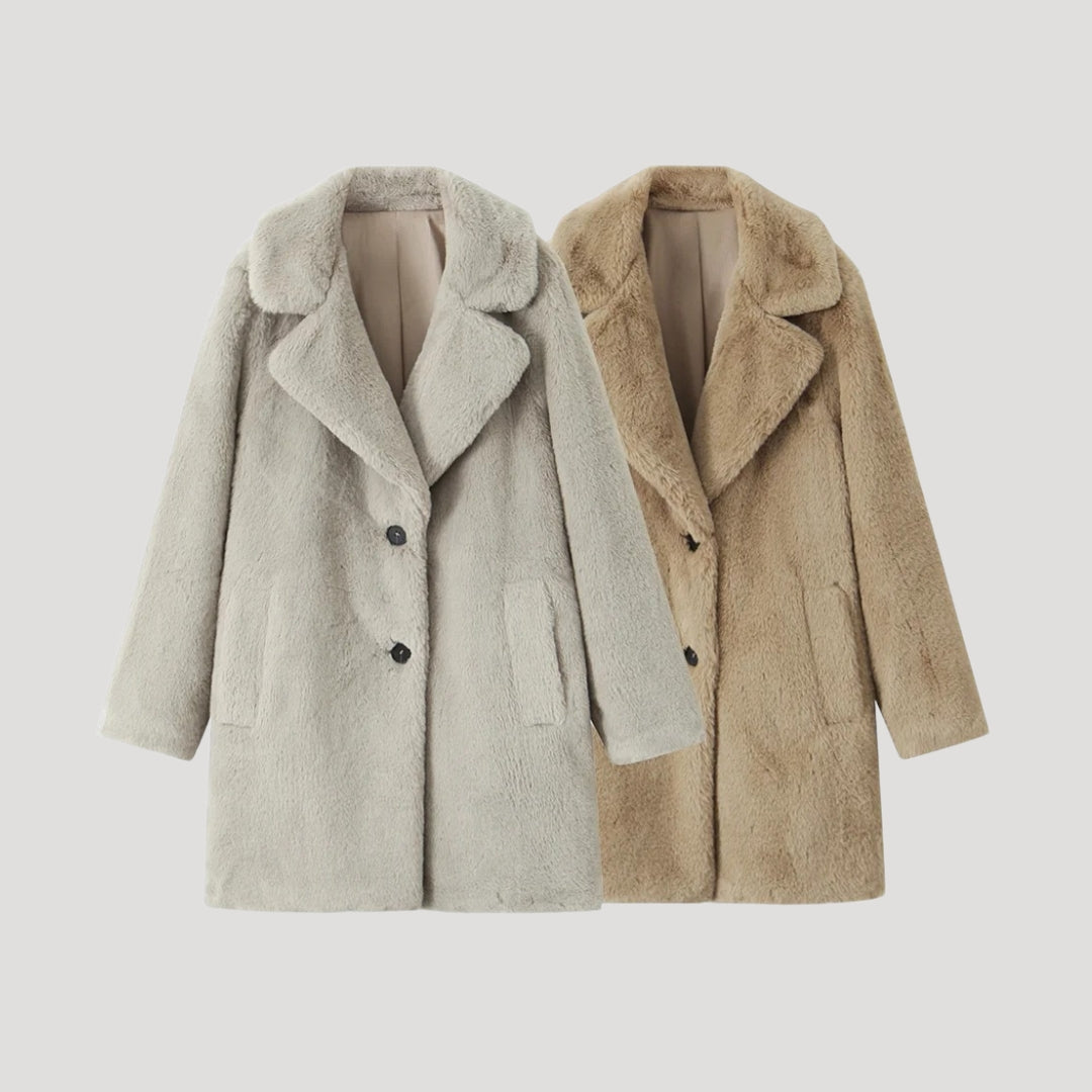 Della - Damen eleganter Kunstpelzmantel
