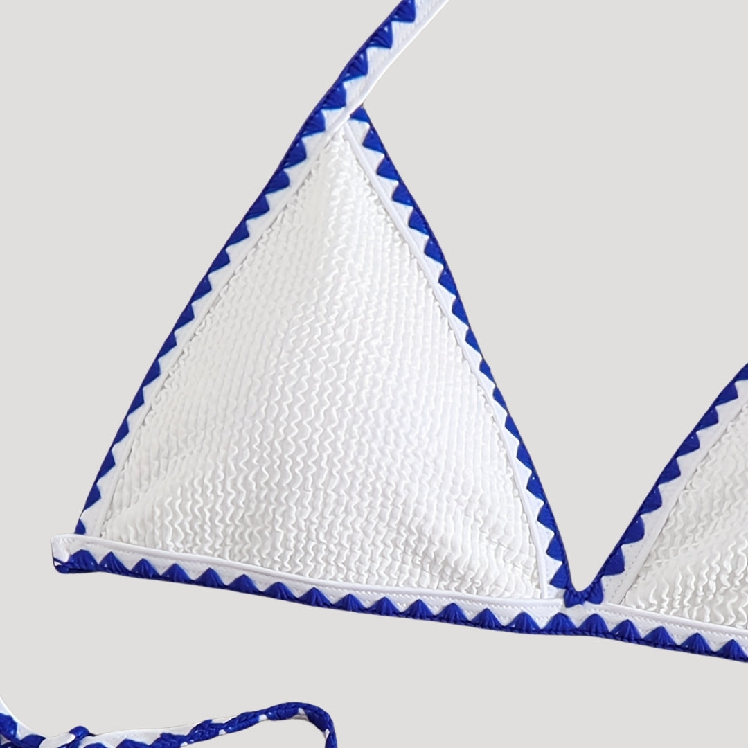 Zoe - Weißes strukturiertes Dreieck-Bikini-Set