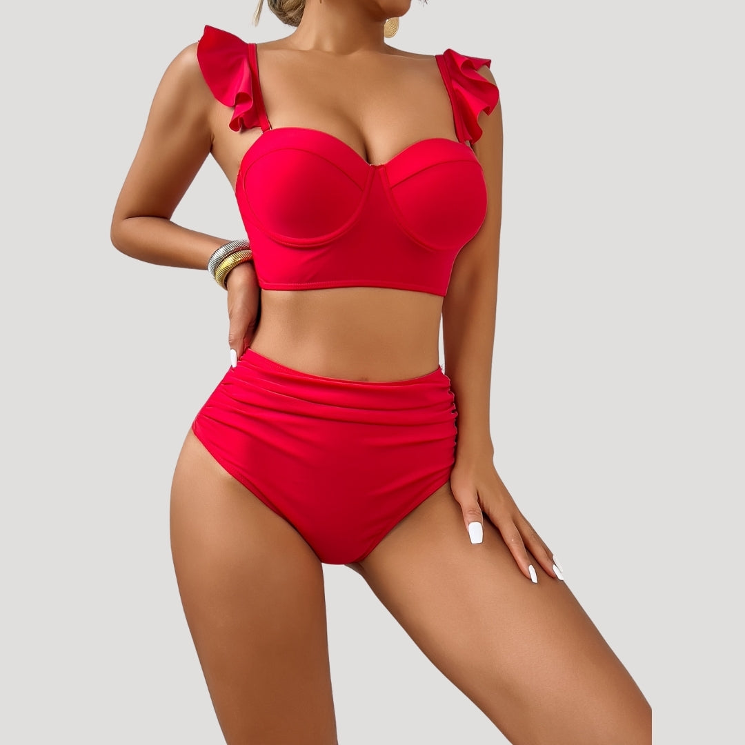 Sophia – Stylish Ruffled High-Waisted Bikini Set