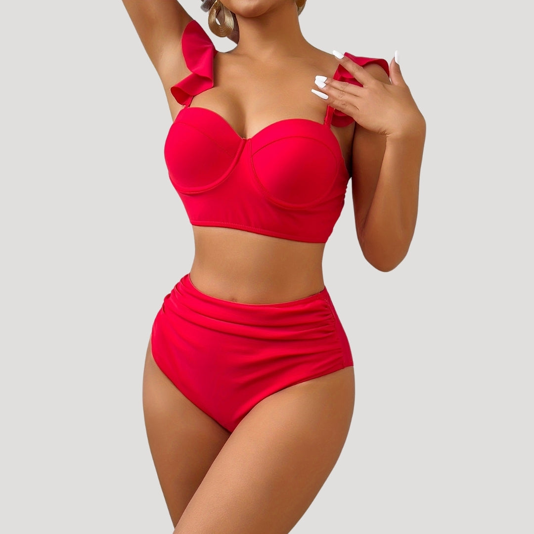 Sophia – Stylish Ruffled High-Waisted Bikini Set