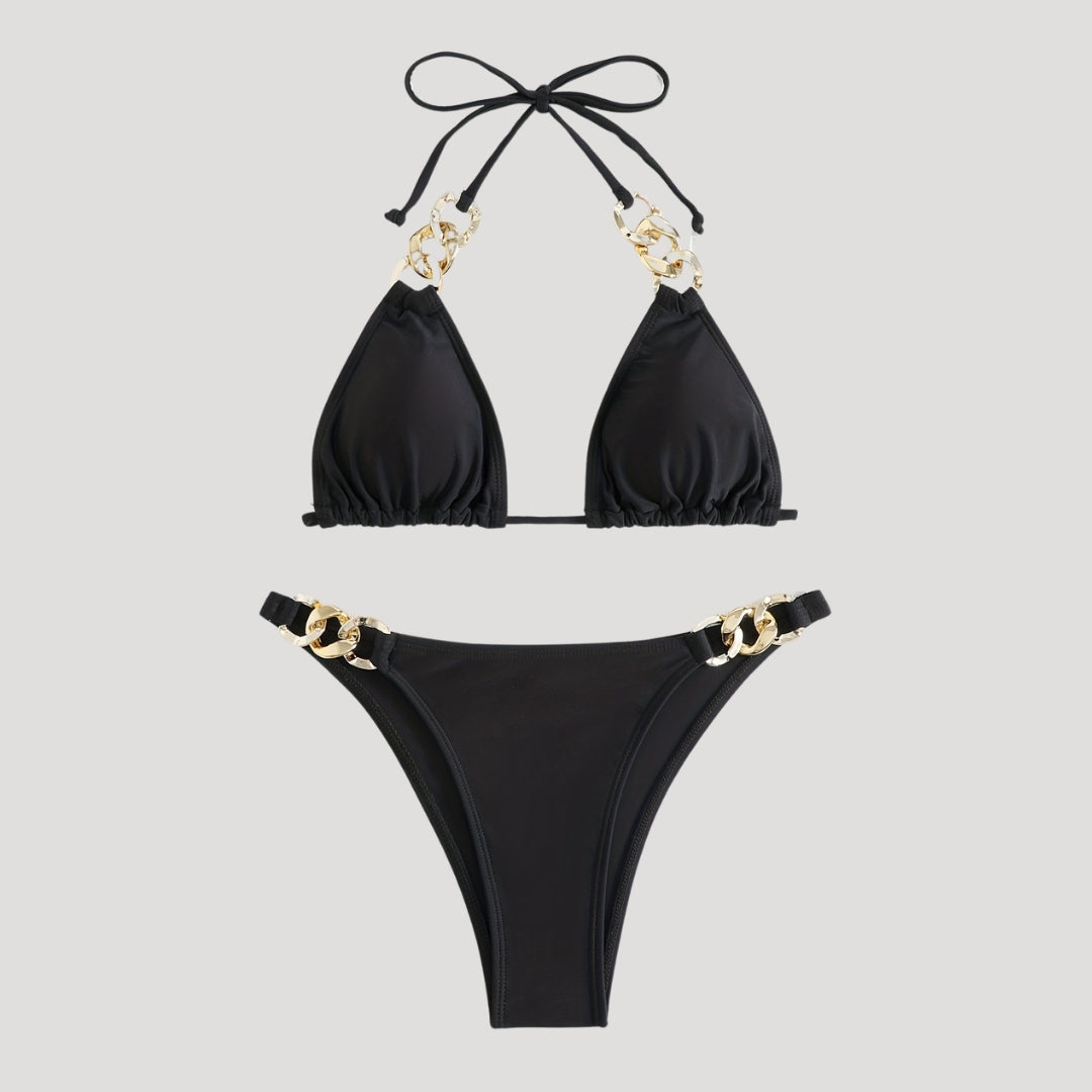 Nettie - Luxe Chain Detail Triangle Bikini Set