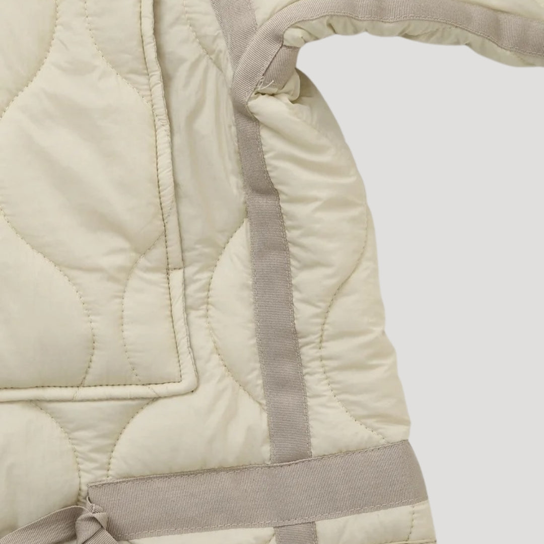 Sophia – Silver Padded Short Jacket with High Collar