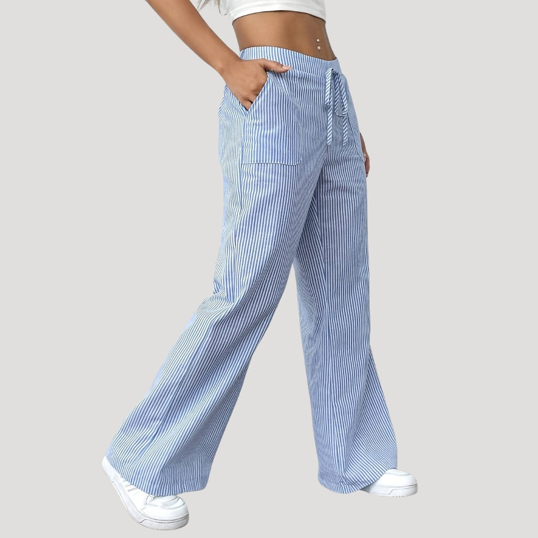 Odilia - Gestreifte weite Hose mit Kordelzug