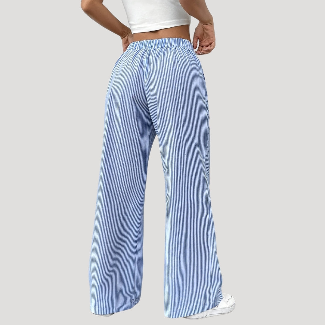 Odilia - Gestreifte weite Hose mit Kordelzug