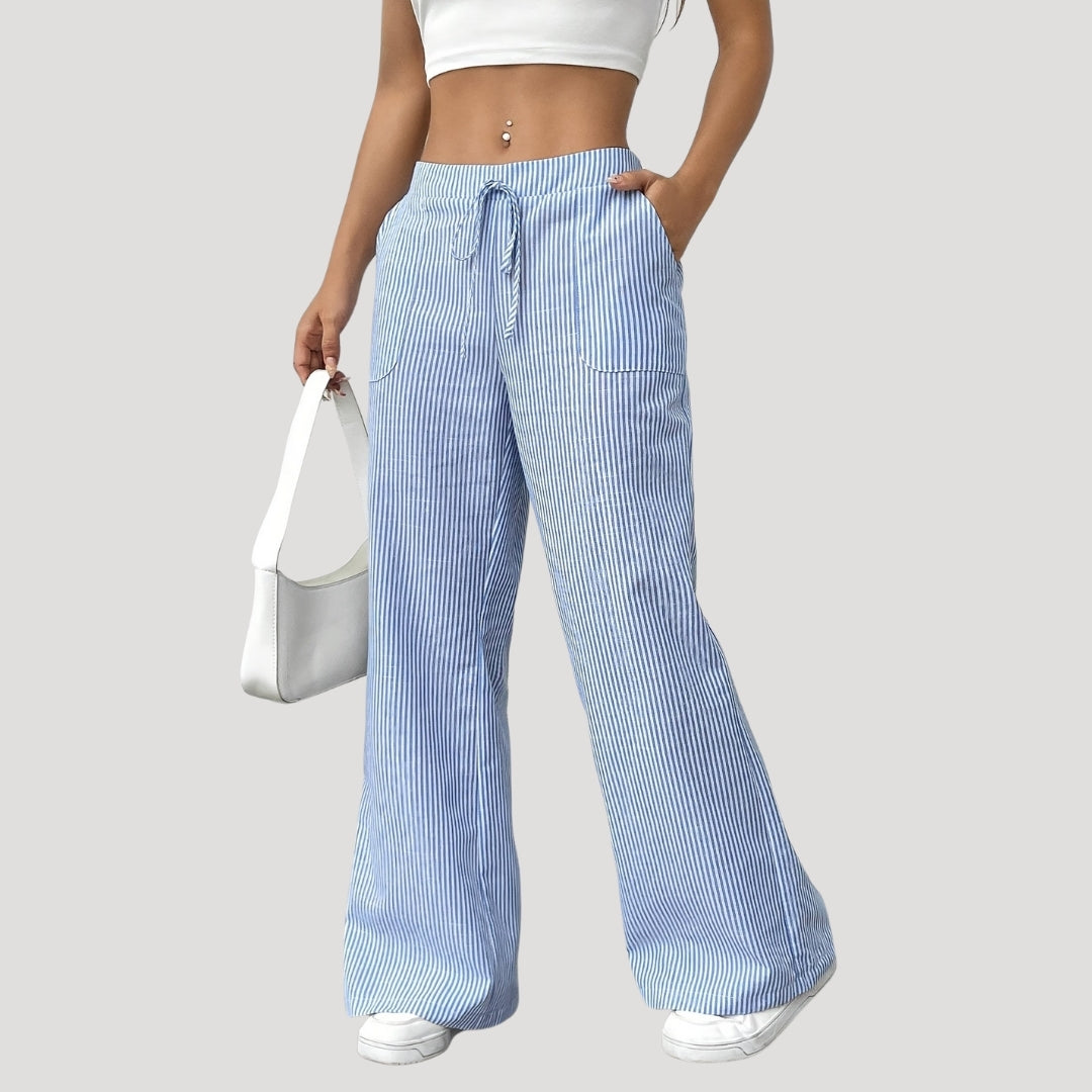 Odilia - Gestreifte weite Hose mit Kordelzug