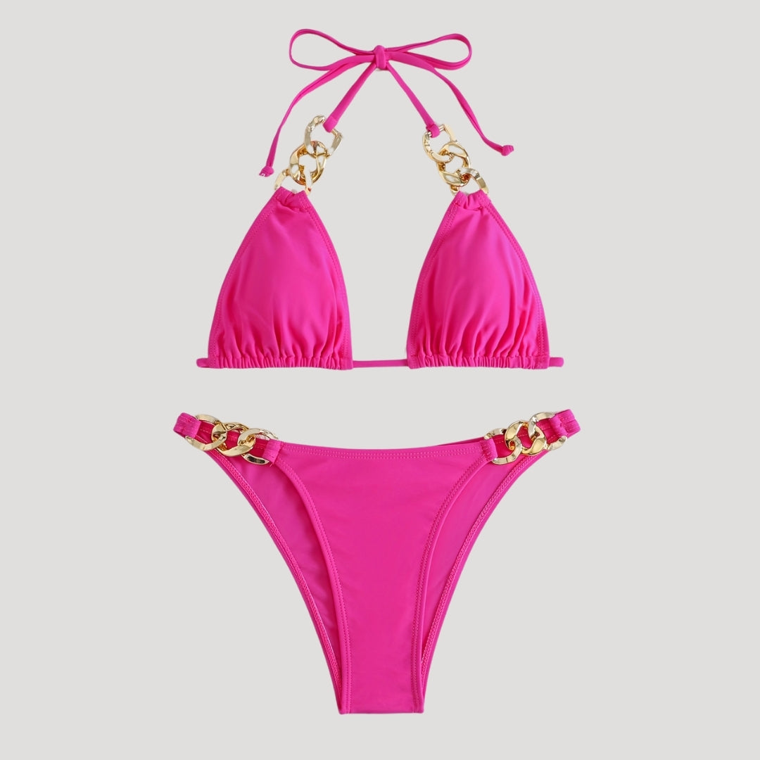 Nettie - Luxe Chain Detail Triangle Bikini Set