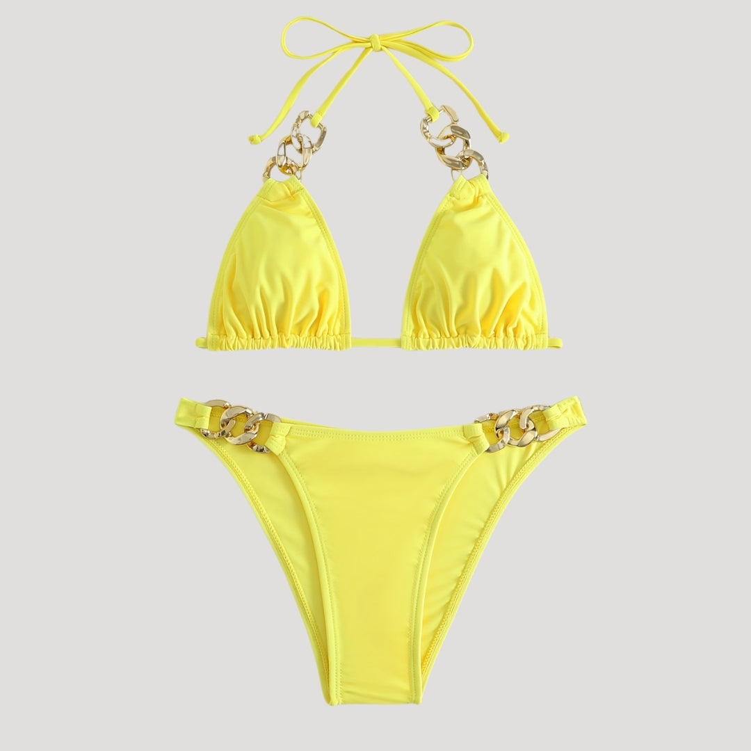 Nettie - Luxe Chain Detail Triangle Bikini Set
