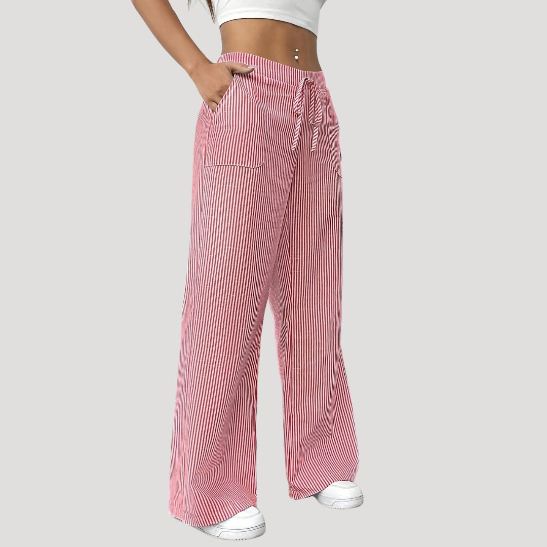 Odilia - Gestreifte weite Hose mit Kordelzug