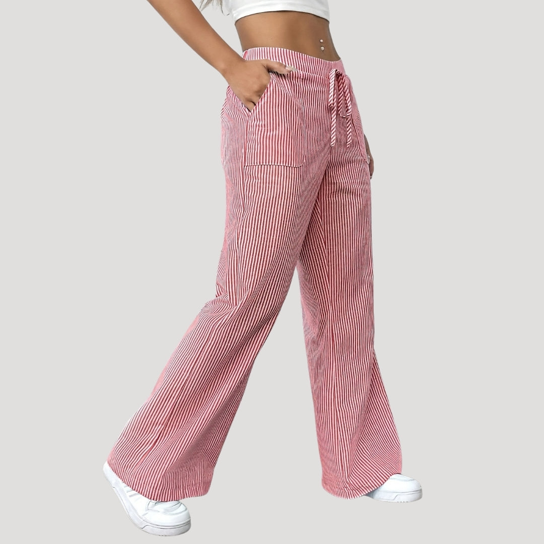 Odilia - Gestreifte weite Hose mit Kordelzug