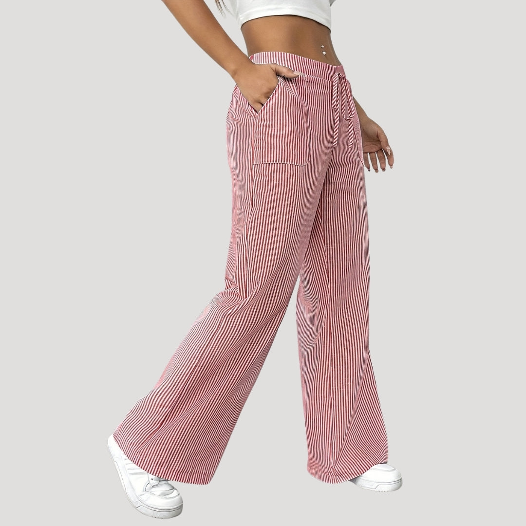 Odilia - Gestreifte weite Hose mit Kordelzug