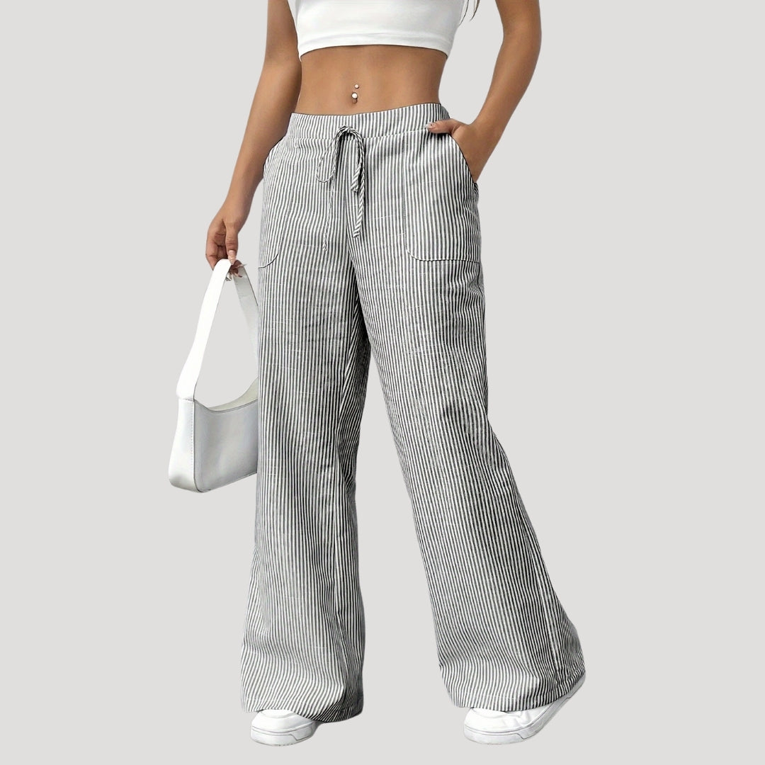 Odilia - Gestreifte weite Hose mit Kordelzug