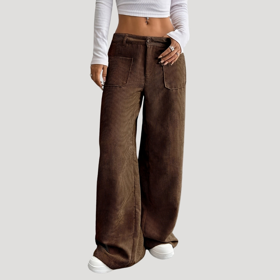 Freya – Wide Cord Pants With Pockets