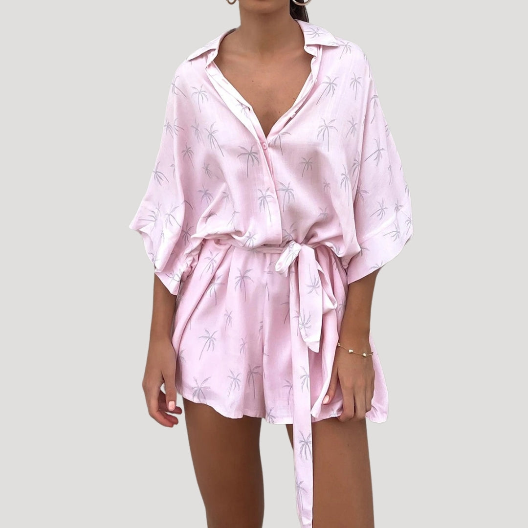 Hollis - Bedrucktes Hemd mit Gürtel und Shorts-Set