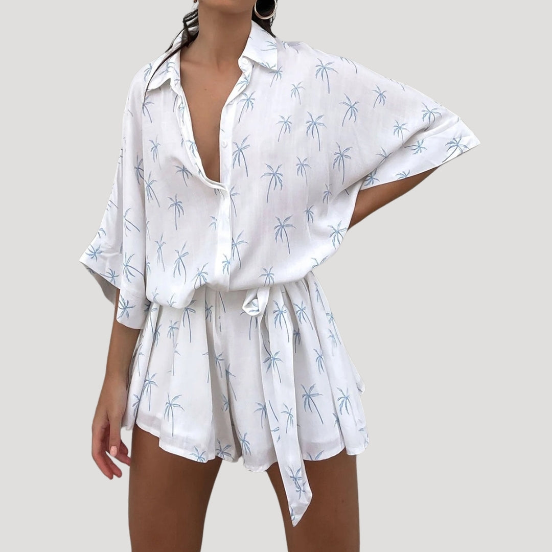 Hollis - Bedrucktes Hemd mit Gürtel und Shorts-Set