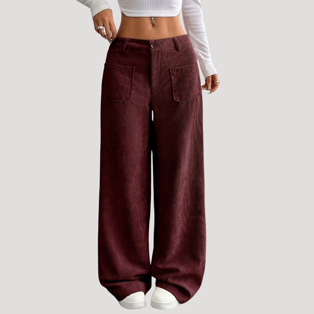 Freya – Wide Cord Pants With Pockets