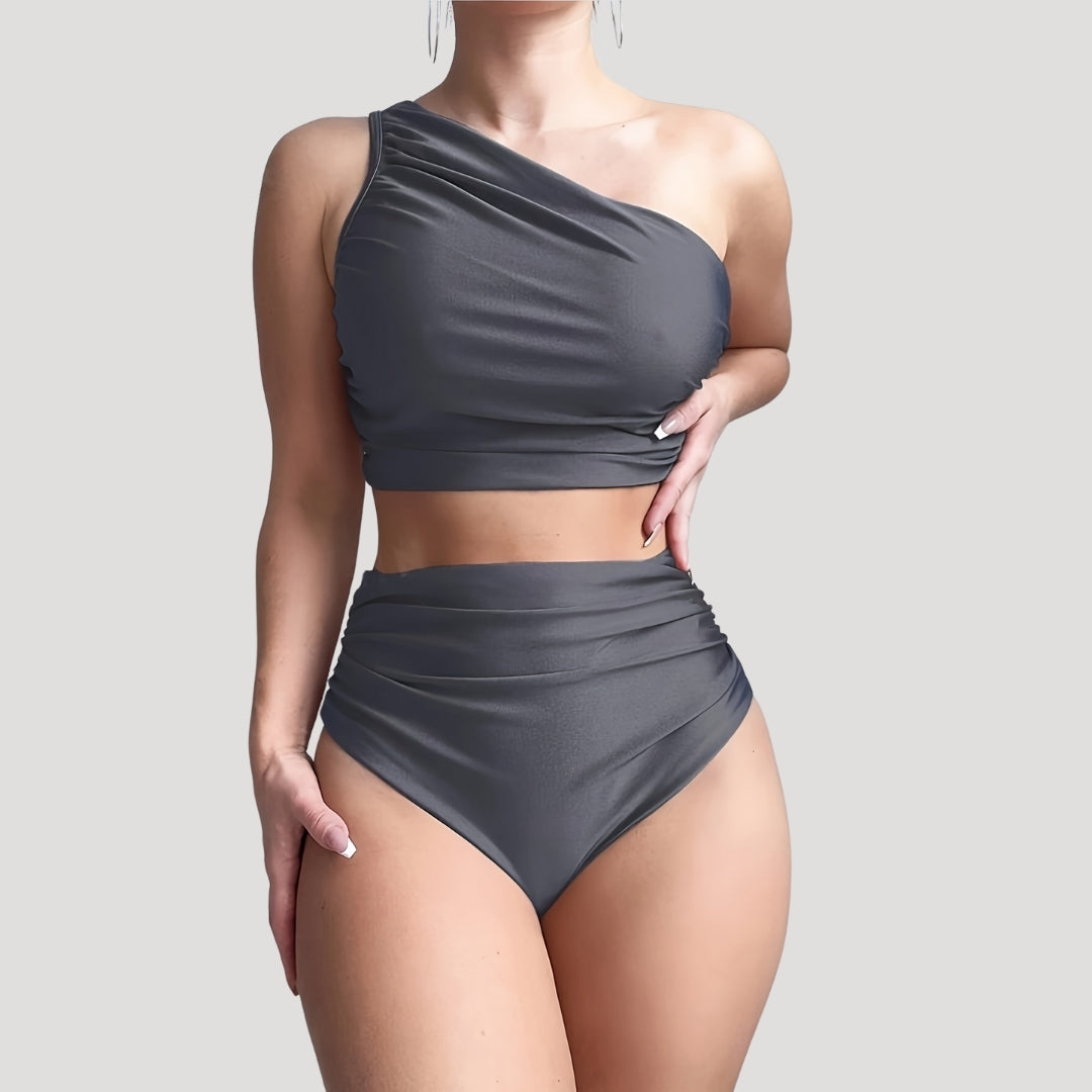 Yasmin – One-Sided, High-Waisted Bikini with Ruching