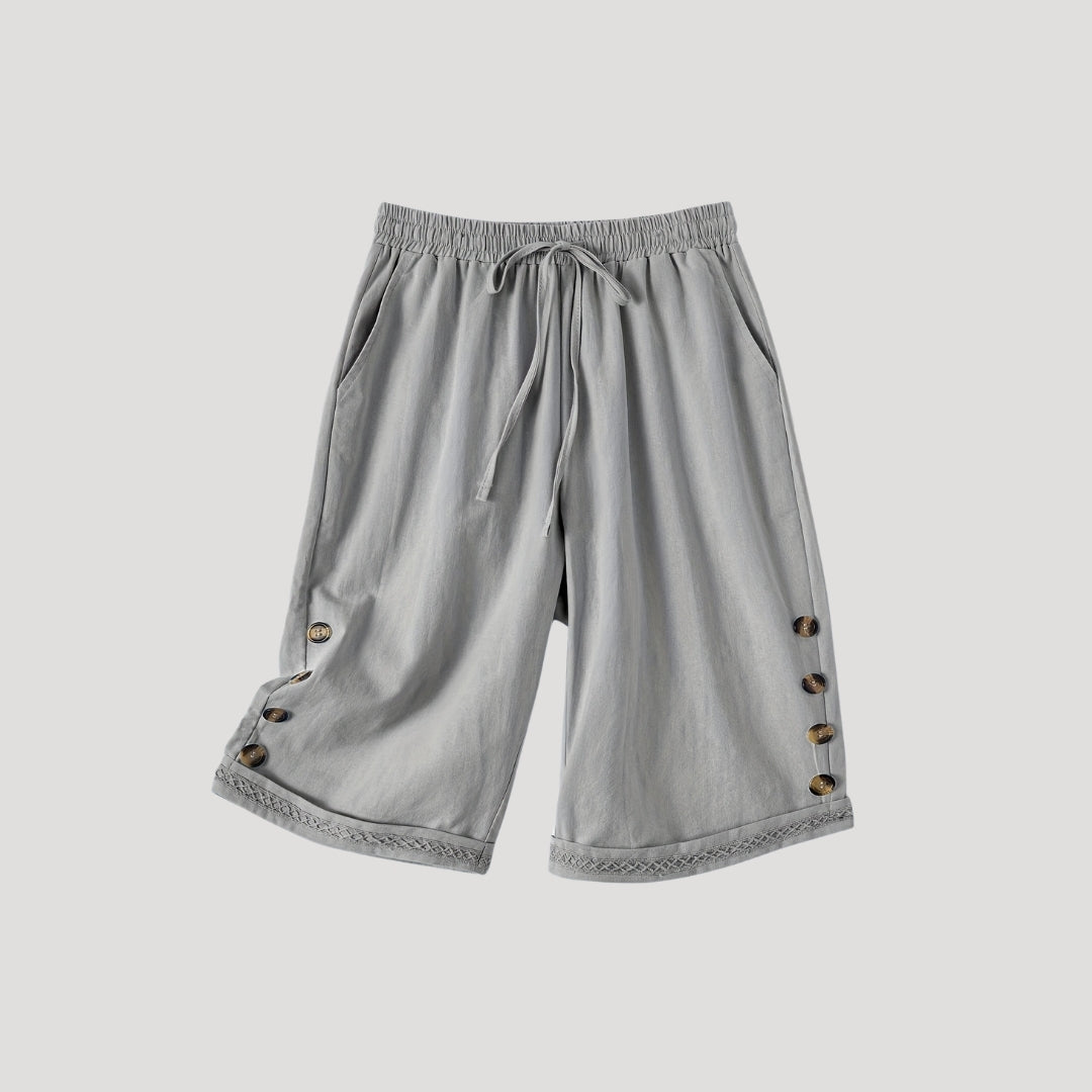 Questa - Lässige knielange Shorts mit Kordelzug und Knöpfen