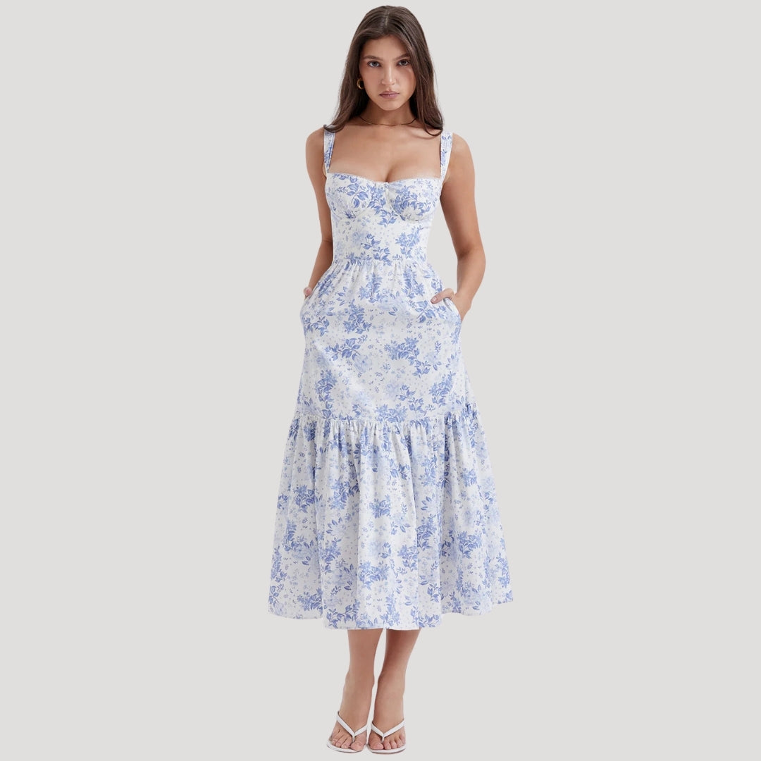 Della - Vintage-Style Floral Print Midi Dress