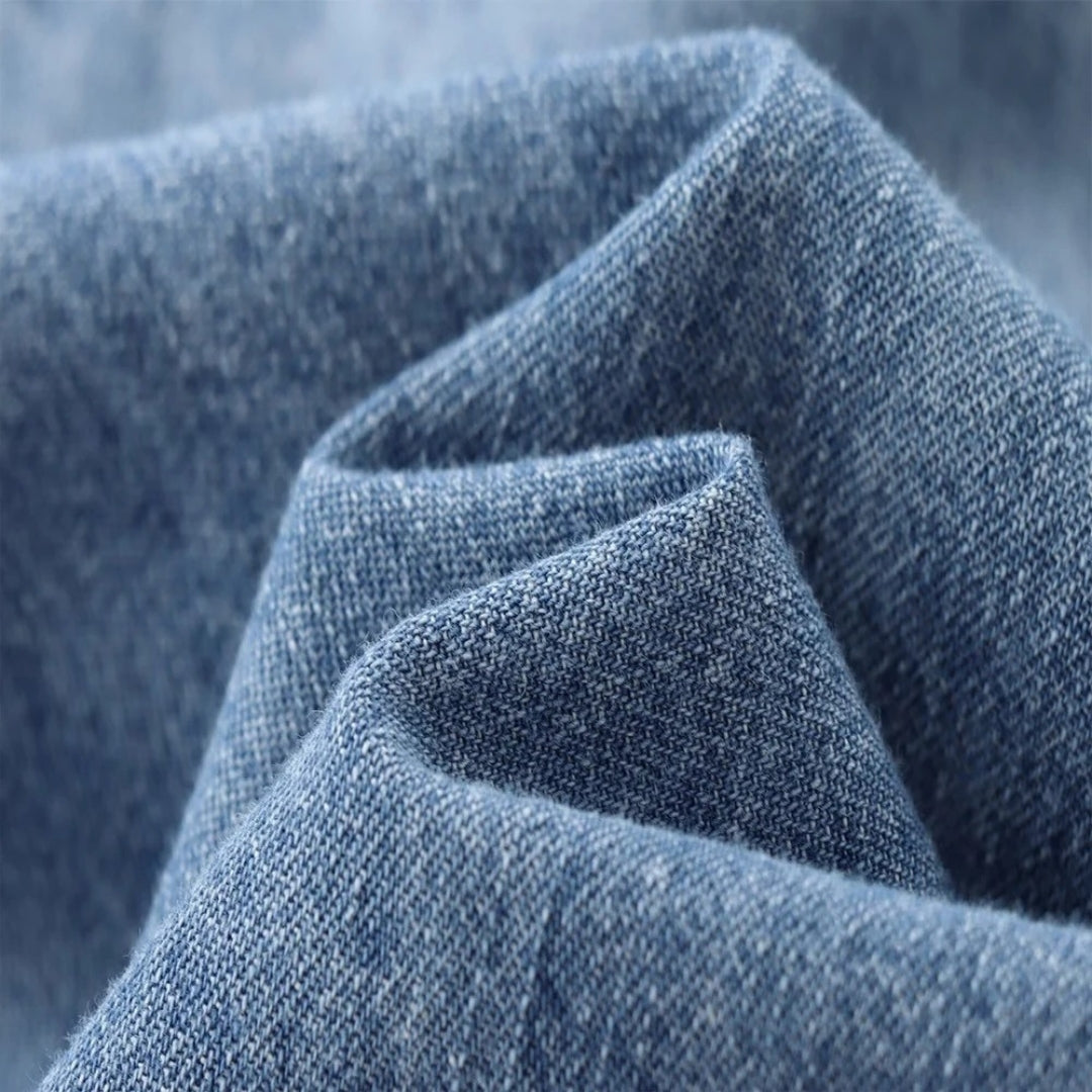 Olea - Denim Fliege Bluse mit langen Ärmeln